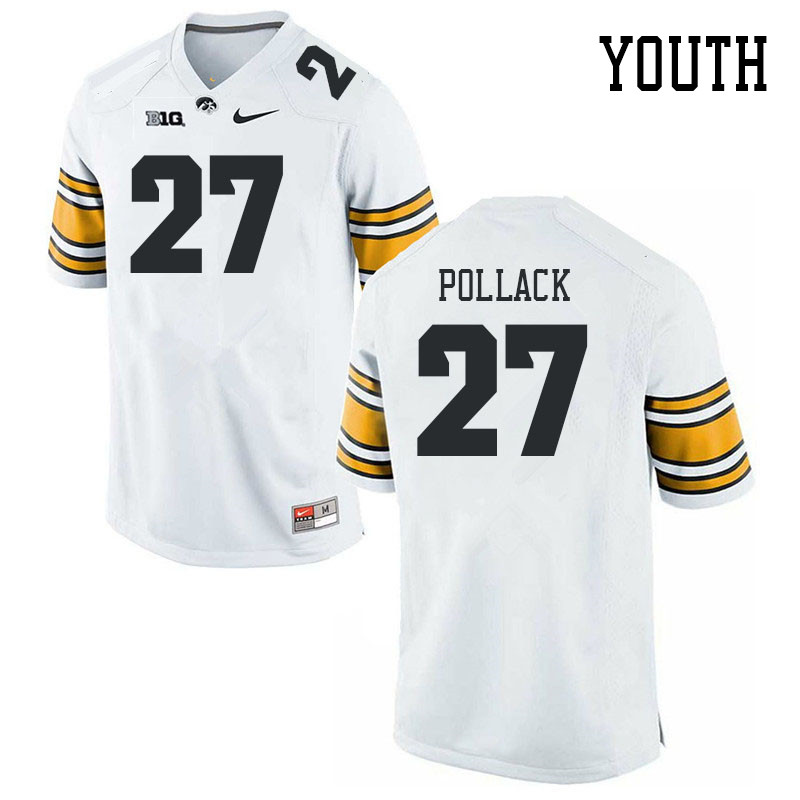 Youth #27 Luke Pollack Iowa Hawkeyes College Football Jerseys Stitched Sale-White